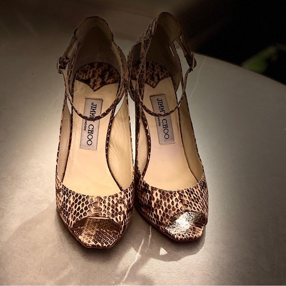 Authentic Jimmy chop snakeskin sling backs size 36.5